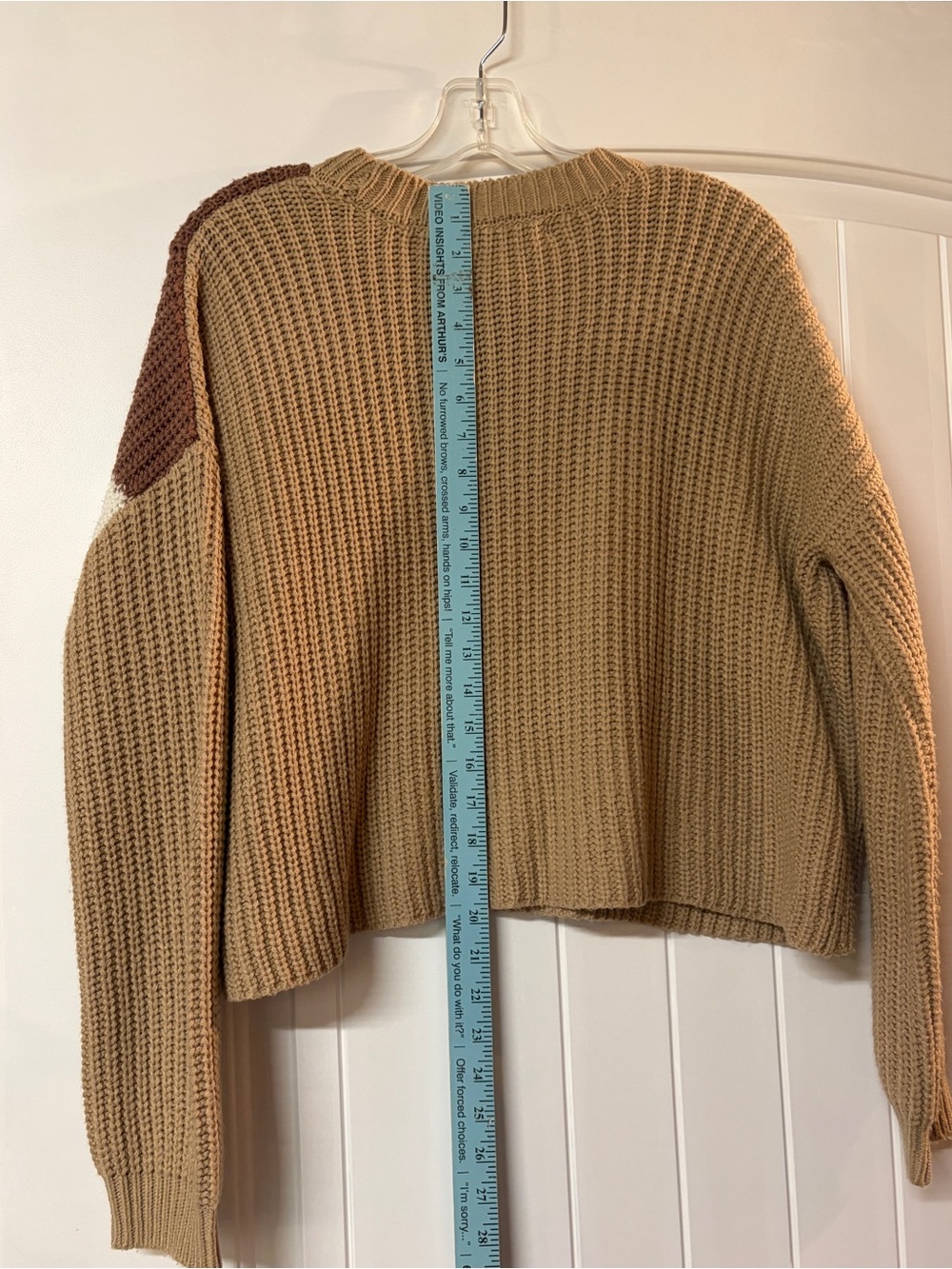 moon & madison Colorblock Chevron Sweater - Tan, Brown & White - Picture 5 of 5